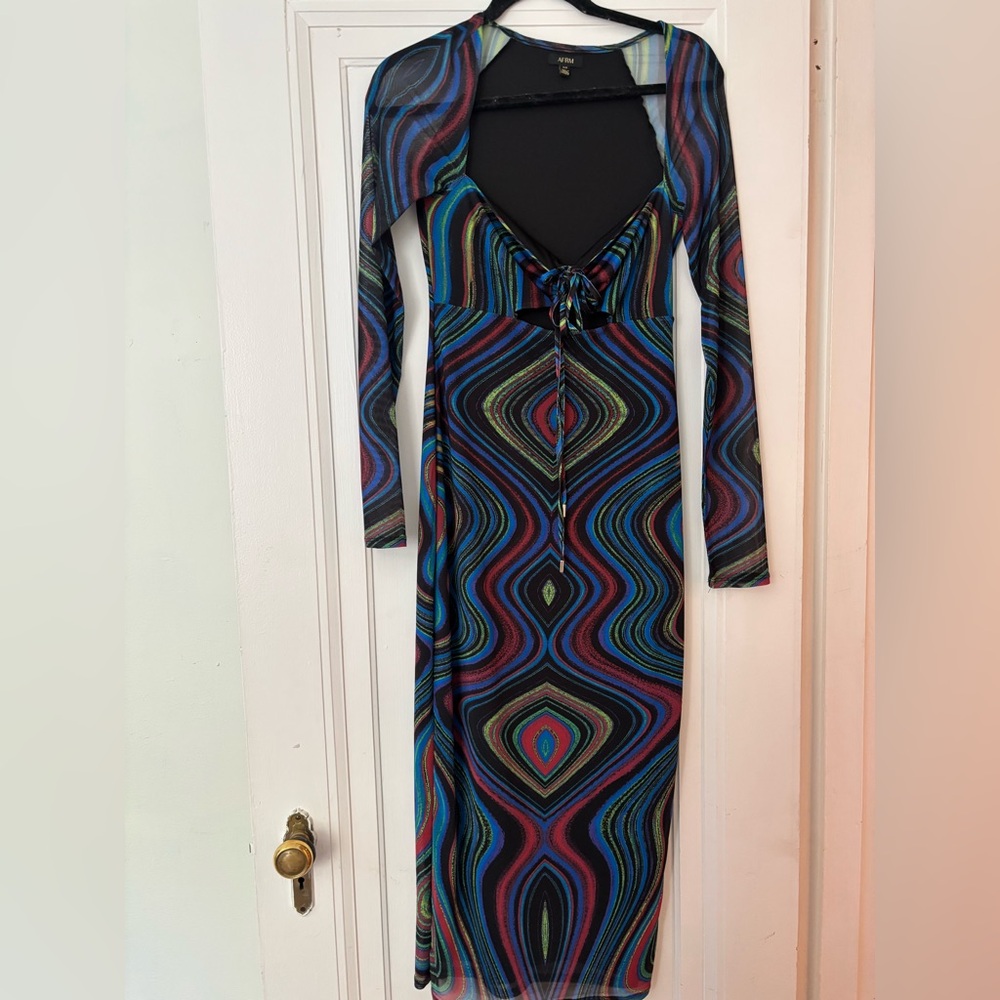 AFRM Zoya electric swirl Multicolor Geometric Pattern Dress